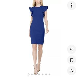 Calvin Klein Cobalt Blue Ruffle Sleeve Dress